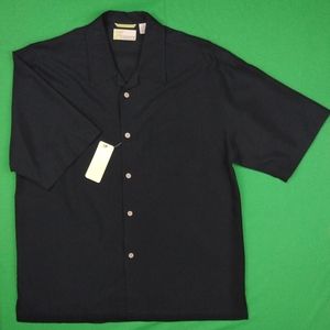 NWT Black Cubavera Button Down Short Sleeve Shirt